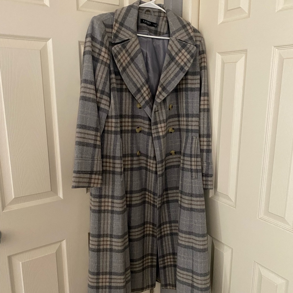Ralph Lauren size 16 blue/grey plaid coat